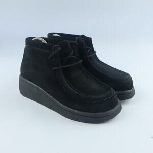 Lower East Side Chunky Platform Chukka Boots Womens Sz 6 Black Suede Y2K Vintage